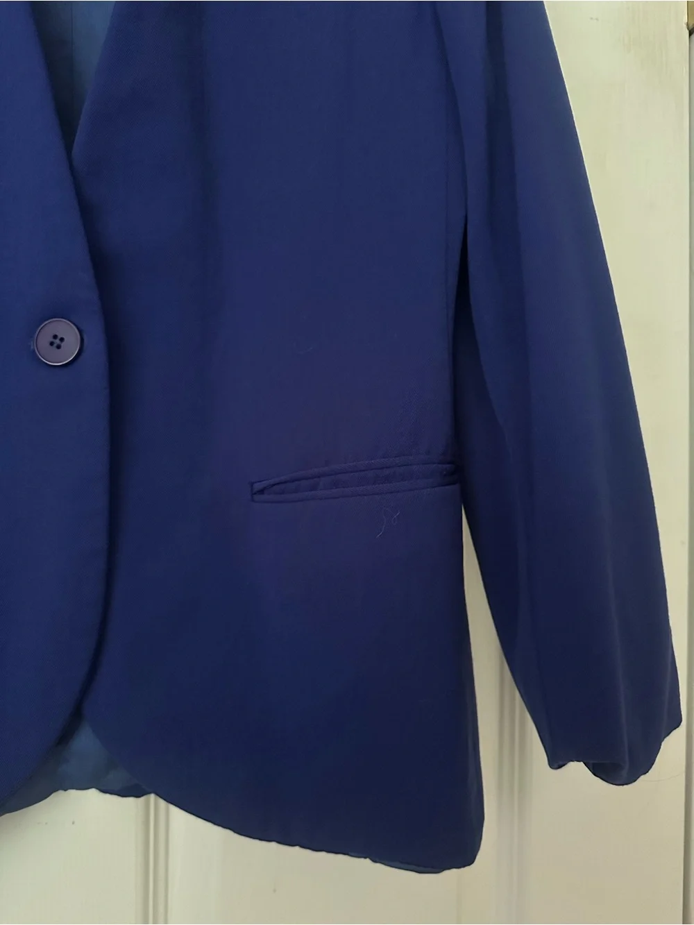Vintage Christian Dior Paris New York Classic Women's Royal Blue Blazer Petite 6